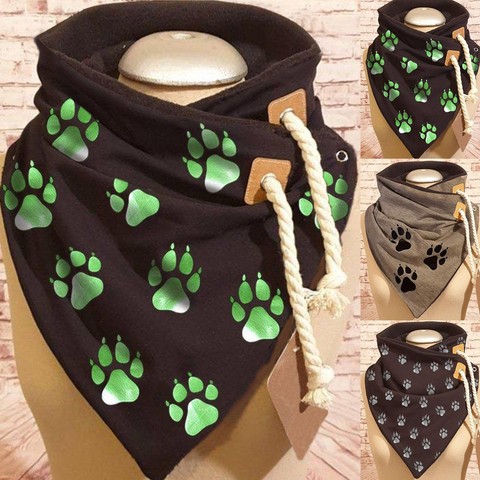 Women Casual Scarf Comfortable High Quality Muffler Winter Cute Dog Footprints Print Soft Wrap Warm Neck Drawstring Scarves #T2G ► Photo 1/5