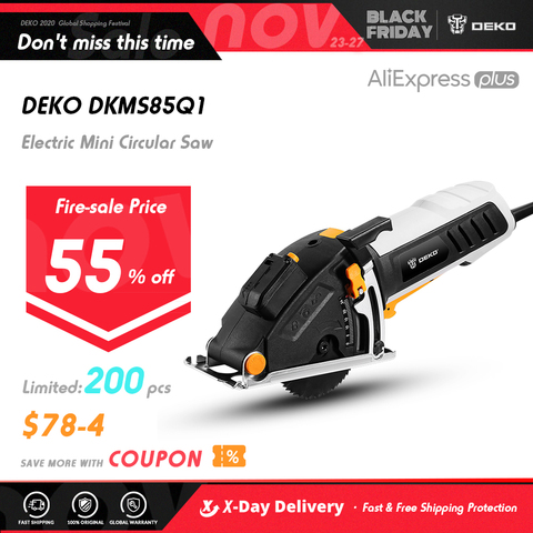 DEKO DKMS85Q1 230V Mini Electric Circular Saw Laser Guide Power Tool With 4 Blades, Dust passage, Auxiliary handle, BMC Box ► Photo 1/6