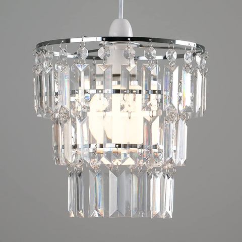 Modern 3 Tier Ceiling Pendant Light Shades with Black & Clear Acrylic Jewel Effect Droplets ► Photo 1/6