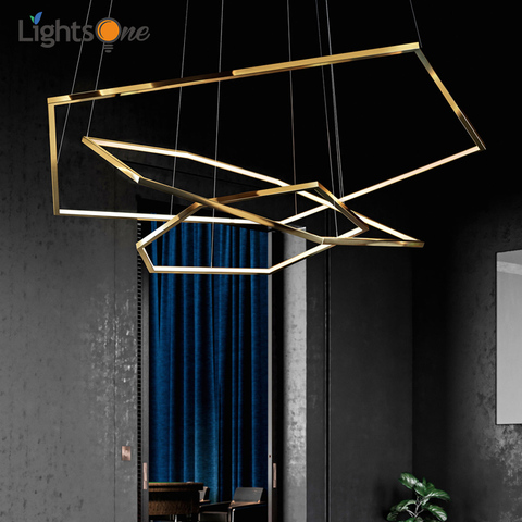 Modern duplex floor living room villa pendant light minimalist multilevel hexagonal pendant lamp ► Photo 1/5