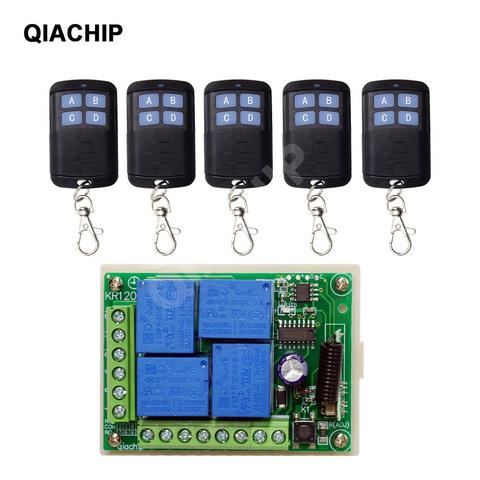 QIACHIP 433Mhz Universal Wireless Remote Control DC 12V 4CH Relay Switch Receiver Module + 4pcs RF controllor Transmitter DIY ► Photo 1/6