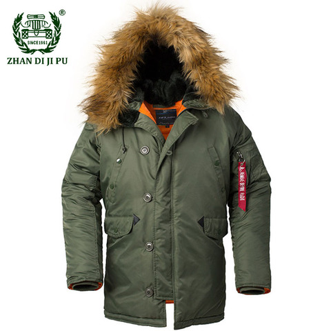 Brand Winter N3B Puffer Jacket Men Canada Long Coat Military Fur Hood Warm Trench Camouflage Tactical Bomber Army Korean Parka ► Photo 1/6