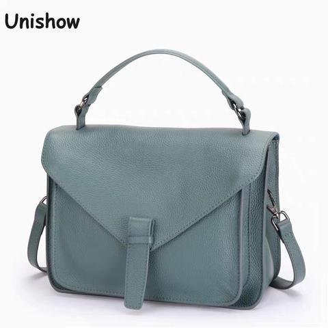 Genuine Leather Women Shoulder Bag 2022 Vintage Messenger Crossbody Bag Female Purse Totes Bag Soild Casual Cowhide Lady Handbag ► Photo 1/6