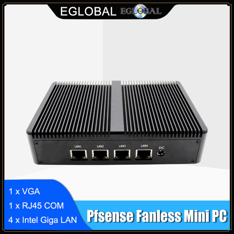 Eglobal Fanless Pfsense Mini PC Linux J1900 Quad Core Nano Itx 4*Intel WG82583 Gigabit RJ45 Lan Firewall Router Security Server ► Photo 1/6
