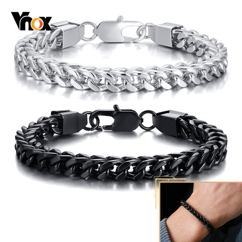 Vnox Franco Chain Bracelets for Men,Stainless Steel Square Layered Cuban Chain Links Wristband,Casual Male Punk Jewelry ► Photo 1/6