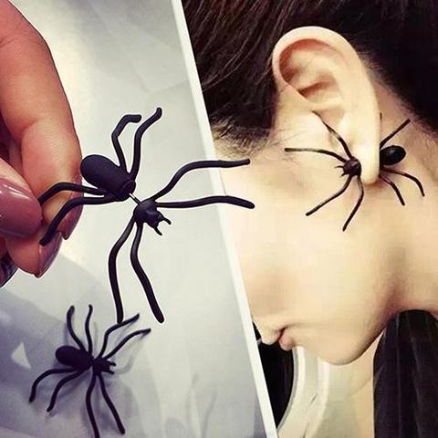 Halloween Earring Fashion Personality Puncture Earrings Boy Girl  Funny Weird Big Black Spider Ear Stud Punk Style Earring Jewel ► Photo 1/5