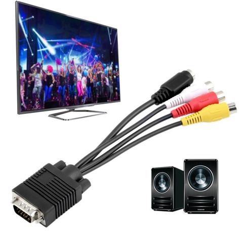 New 1pc 3 RCA Female Converter Cable New VGA to Video TV Out S-Video AV Adapter Newest Drop Shipping Wholesale ► Photo 1/6