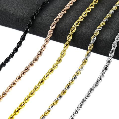 Width 2/3/4/5/6mm 316L Rope Chain Necklace Twisted Gold Stainless Steel Necklaces For Fashion Women Men Jewelry Dropshipping ► Photo 1/6