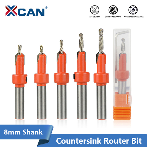 XCAN Countersink Router Bit Wood Router Bit HSS Drilling 8mm Shank For Wood Milling Cutter Tools Woodworking Hole Drill Bit ► Photo 1/6