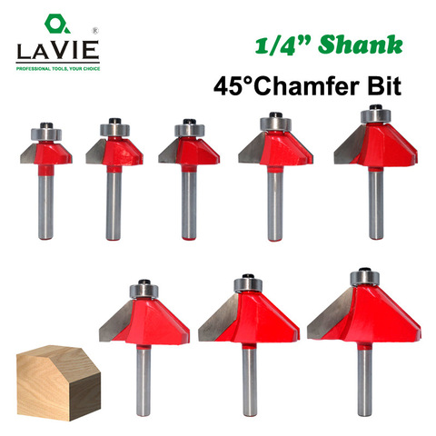 1pc 6mm or 6.35mm Shank 45 Degree Chamfer Router Bit Edge Forming Bevel Woodworking Milling Cutter for Wood Bits MC01130 ► Photo 1/6