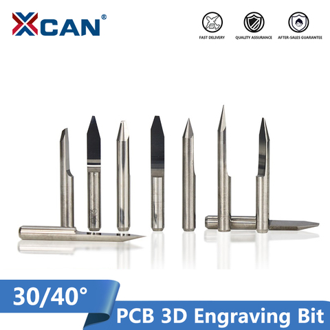 XCAN 10pcs 30 40 degree V Shape Milling Cutter 3.175mm(1/8'') Shank Carbide PCB Engraving Bits CNC Router Tool ► Photo 1/5