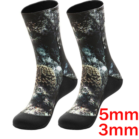 Diving Socks 5mm CR neoprene diving socks 3mm diving socks Camouflage beach socks Swimming socks keep warm for scuba diving ► Photo 1/5