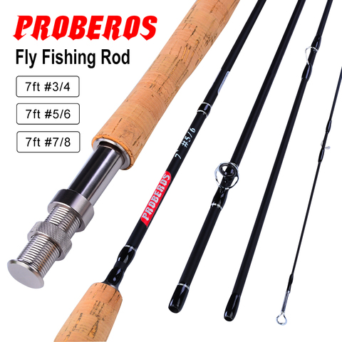PROBEROS Fly Fishing Rod 7FT&9FT 2.1M&2.7M 4 Section Line wt 3/4 5/6 7/8 Soft Cork Handle Fly Rod Fishing Tackle ► Photo 1/6