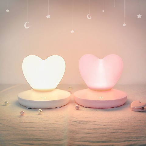 USB Rechargable Romantic Love Heart LED Night Light Touch Control Table Lamp for Valentines Day Anniversary Gift Home Decor ► Photo 1/6