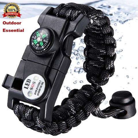 Survival Paracord Bracelet Wristband Military Camping Hiking Emergency  Whistle
