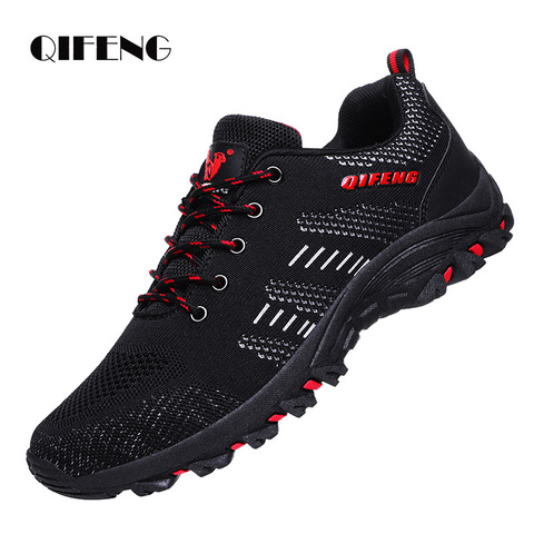 Large Size 2022 Men Soft Outdoor Casual Shoes Summer Breathable Mesh Sneakers Black Hiking Footwear Fashion Trial Running Shoes ► Photo 1/6