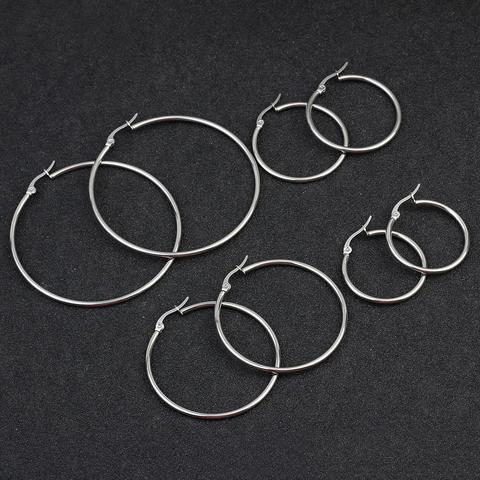 Rinhoo Big Huge Circle Hoop Earrings For Women 10mm to 70mm Stainless Steel Fashion Hyperbole Large Hoop Earrings Simple Jewelry ► Photo 1/6