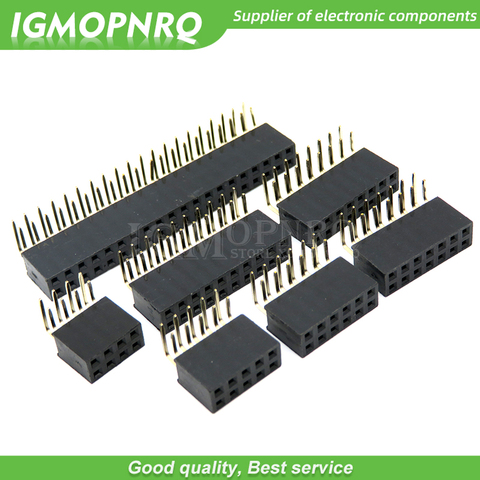 10PCS 2.54mm R/A Double Row Female 2~40P PCB Board Right angle Pin Header socket Connector Pinheader 2*/4/6/10/40Pin For Arduino ► Photo 1/1