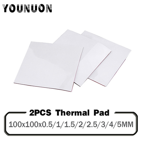 2PCS White 100x100mm Thermal Pad GPU CPU Heatsink Cooling Conductive Silicone Pad 0.5/1/1.5/2/2.5/3/4/5mm Thickness Thermal Pad ► Photo 1/6