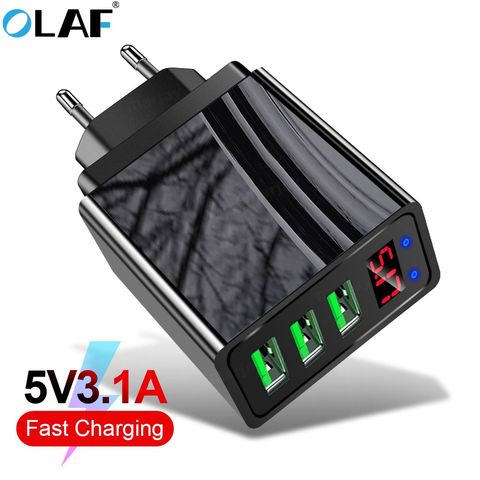 Olaf 3.1A LED Display USB Charger QC 3.0 For iPhone 7 x Samsung S10 plus Huawei P30 Pro EU US Plug phone wall charger Adapter ► Photo 1/6
