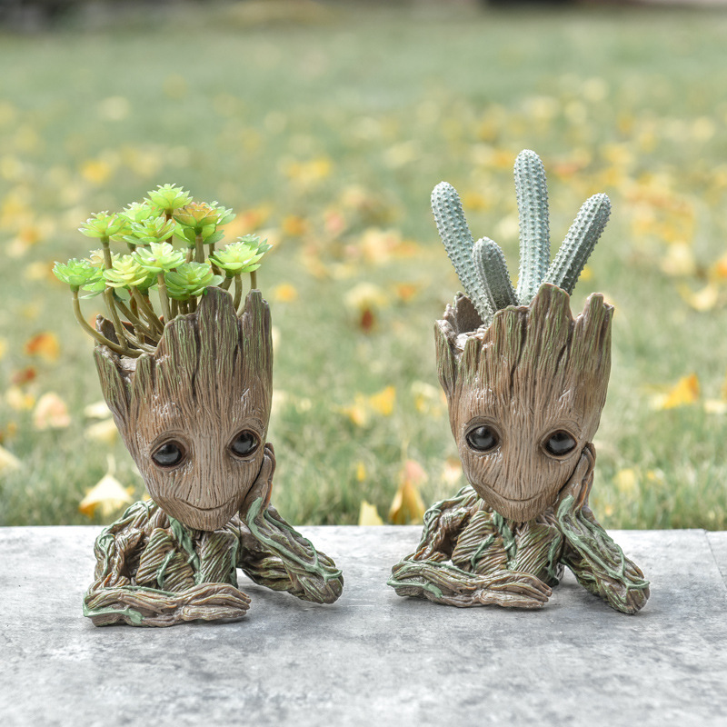Green Flowerpot Pen Pot Of Guardians of The Galaxy Baby Groot Tree Man Figure 