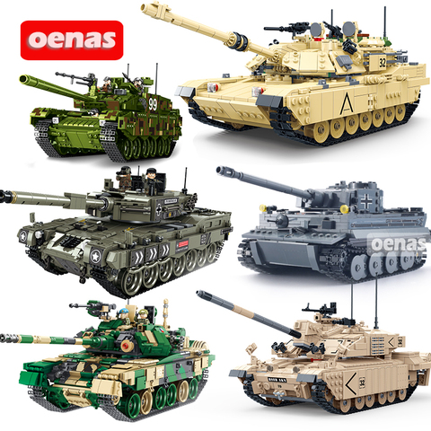 War Military Army Loepard 2 II Type 99 T90 T34 Main Tank Model Action Figures DIY Building Block Kids Boys Toys Children Gift ► Photo 1/6