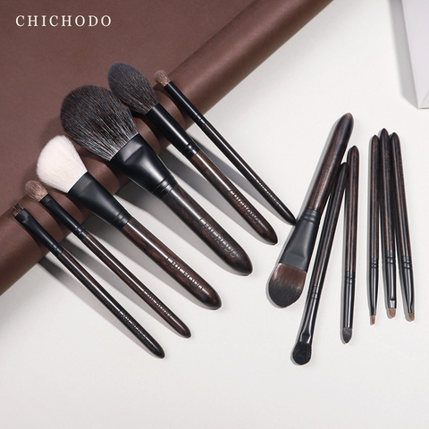 CHICHODO Makeup Brush-Classical 12pcs natural hair professional make up brushes set-2 handle styles-animal hair beauty pen ► Photo 1/6