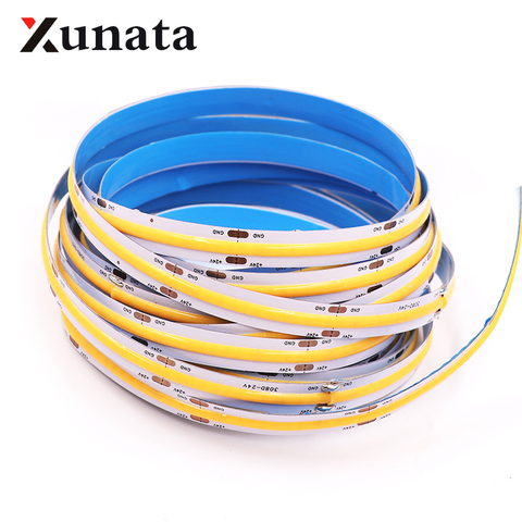 DC 12V COB LED Strip High Density FOB COB Flexible LED Strip Light Natural White 4000K/ Cool White 6000K 5m ► Photo 1/6