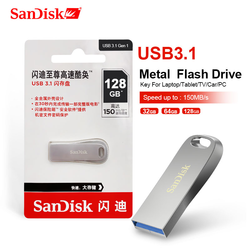 Buy Online Sandisk 128gb Usb3 1 Flash Drive 64gb Pen Drive 32gb Memory Stick 256gb U Disk Metal Usb Key For Laptop Tablet Tv Car Pc 150mb S Alitools