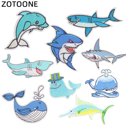 ZOTOONE shark Patch for Clothing Iron on Embroidered Sewing Applique Cute Sew on Fabric Badge DIY Patches Apparel Accessories ► Photo 1/6