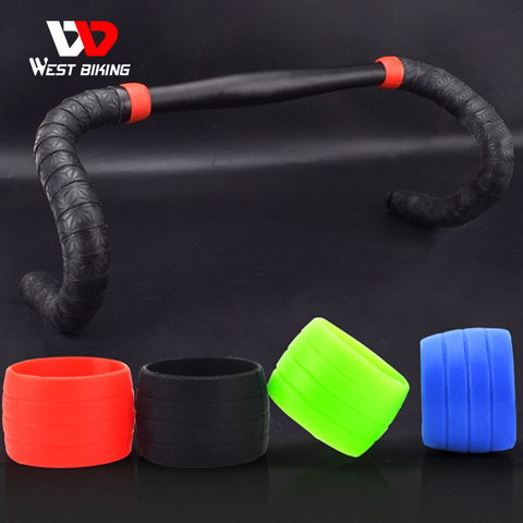2pcs Silicone Bicycle Handlebar Tape Fixed Ring Road Bike Plugs Anti-Skip Rubber Waterproof Wear Resistant Bicycle Accessories ► Photo 1/6