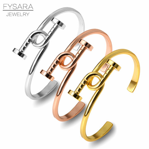 FYSARA Luxury Simple Knot Nail Cuff Bracelet Silver Rose Gold Bracelets Adjustable Open Bangles for Women Men Metal Lover Bangle ► Photo 1/6