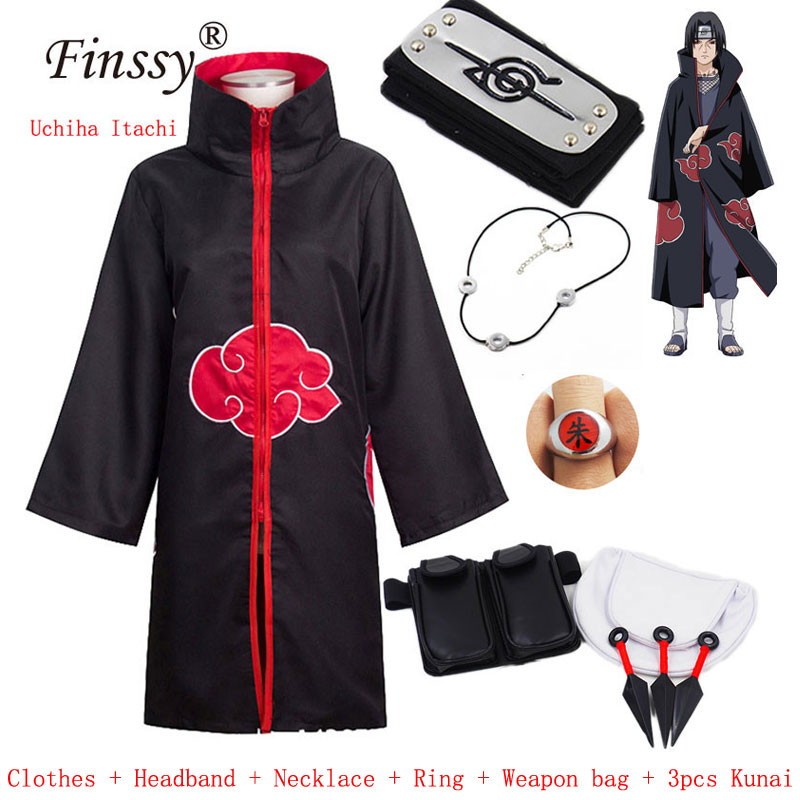 Buy Online Naruto Akatsuki Uchiha Itachi Full Cosplay Costume Men Women Orochimaru Uchiha Madara Sasuke Cloak Robe Cape Halloween Carnival Alitools