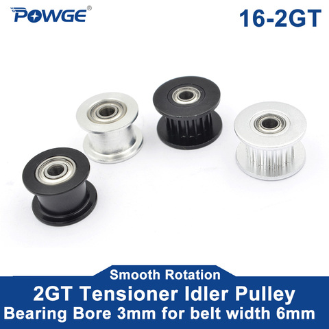 POWGE 1pcs 2GT 16 Teeth synchronous Idler Pulley Bore 3mm with Bearing for Width 6MM GT2 Timing belt Passive Wheel 16T 16teeth ► Photo 1/6