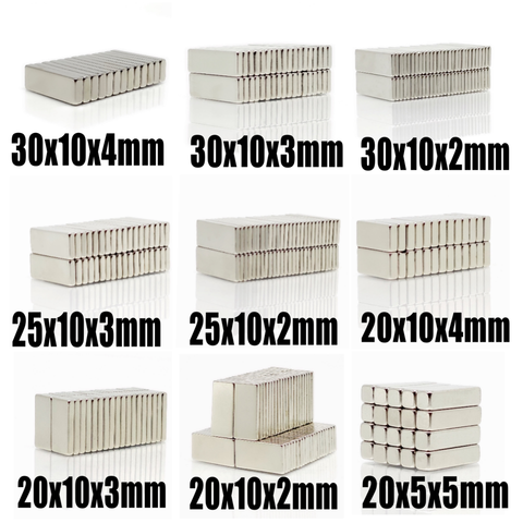 20Pcs N35 Neodymium Magnet Block 20X10X2 20X10X3 20X10X4 20X10X5 25X10X3 30X10X2 30x10x4 20X5X2 mm Block Bar Magnets Rare Earth ► Photo 1/6