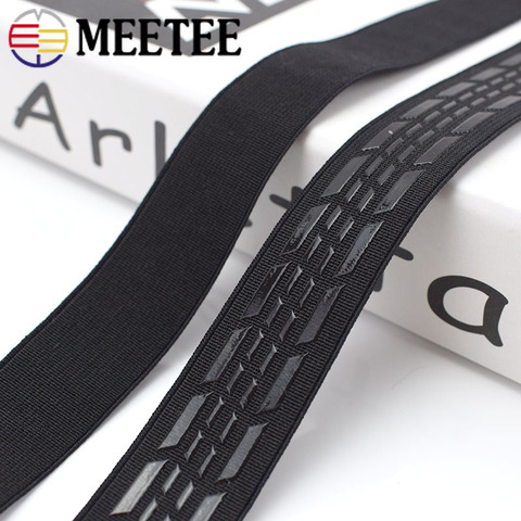 Meetee 2/5/10M 25mm Non-slip Silicone Black Elastic Band Sportswear Belt Elastic Webbing DIY Outdoor Clothing Sewing Material ► Photo 1/6