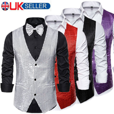 2022 New Design Men Sequins Pattern Glitter Embellished V-neck Blazer Vest Male Evening Party Suits Plus Size hot ► Photo 1/6