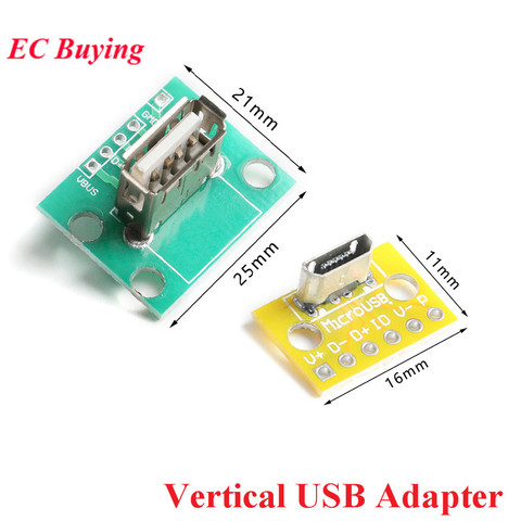Vertical USB MiCroUSB Micro USB 2.0 Female Head A Connector 2.54mm PCB Converter Adapter Breakout Test Board 180 Degree Vertical ► Photo 1/5