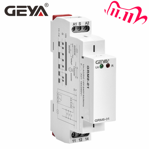 Free Shipping GEYA GRM8 Din Rail Mounted Latching Relay Module 12V 24V 220V AC DC Latch Relays with CE CB certificate ► Photo 1/6