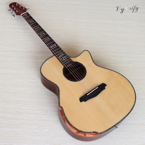 sunburst color flame maple top 6 string headless electric guitar 39 inch solid okoume wood body V shape guitare electrique ► Photo 1/6