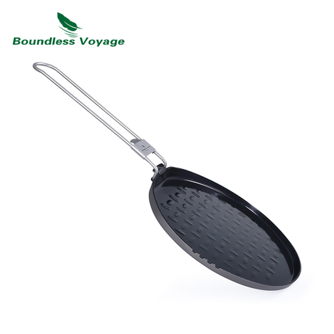 Boundless Voyage Titanium Nonstick Pan with Folding Handle Outdoor Camping Picnic Hiking Barbecue Titanium Frying Pan Ti15168B ► Photo 1/6