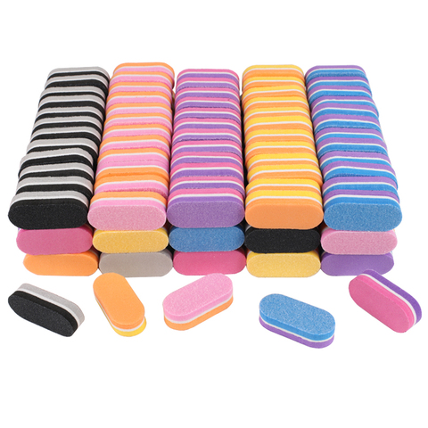 50pcs Mini Sponge Nail File 100/180 Colorful Nail Buffer Block Double Sided Sandpaper Pedicure Manicure Grinding Nail Art Files ► Photo 1/6