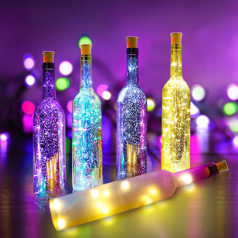 1M 2M Wine Bottle Lights With Cork LED String Light Copper Wire Fairy Garland Lights Christmas Holiday Party Wedding Decoration ► Photo 1/6