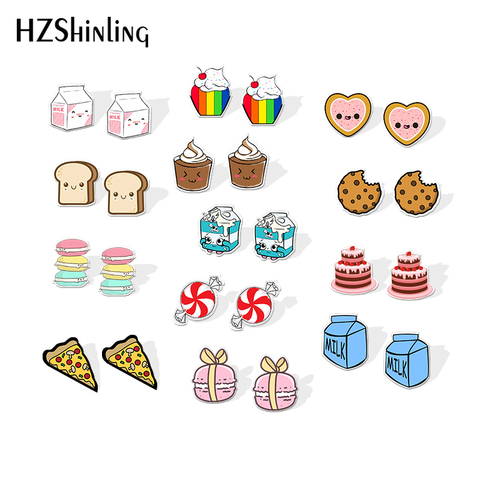 2022 New Sweet Dessert M Cute Painting Acrylic Earrings Milk Candy Cake Resin Earrings Epoxy Stud Earring ► Photo 1/6