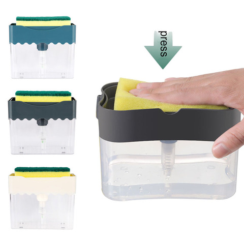 Soap Dispenser With Sponge Holder Cleaning Liquid Pump Dispenser