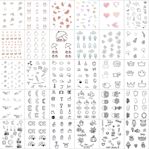 30pcs/set Small Waterproof Temporary Tattoo Sticker Cute Rabbit Heart Moon Flower Fake Tattoo for Body Finger Tattoo Kids Women ► Photo 1/3