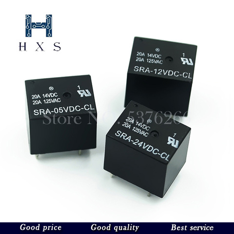 5Pcs 5V 12V 24V 20A DC Power Relay SRA-05VDC-CL SRA-12VDC-CL SRA-24VDC-CL 5Pin PCB Type In stock Black Automobile relay ► Photo 1/4