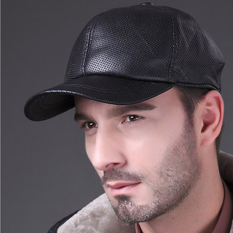 Aorice Men's 100% Genuine Leather Baseball Cap Golf Hats Brand White Black Hoge Kwaliteit Thin Air  Prevented Bask  HL013 ► Photo 1/5