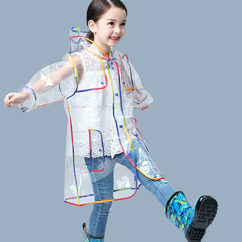 Yuding Transparent Raincoat Boys Rain Coat Hooded Outdoors Clear Waterproof Kids Girls Toddler baby jacket Children's  Rainwear ► Photo 1/6