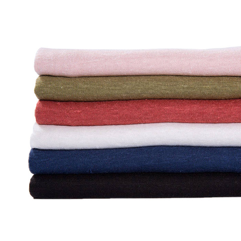 High Quality 100% Hemp Fabric  Knit Sewing Material For Summer Thin T Shirt  Can See Though 50*150cm KK302951 ► Photo 1/5